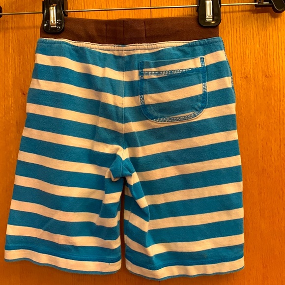 Mini Boden size 3 boy’s pull on soft cotton shorts drawstring blue white stripe - Picture 2 of 4